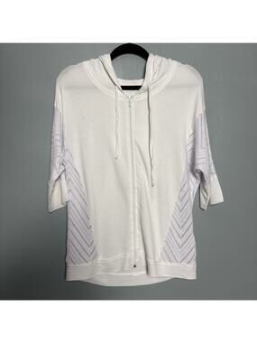 Pink Lotus Women’s Oversized Shirt Hoody Lace White Medium Made In USA